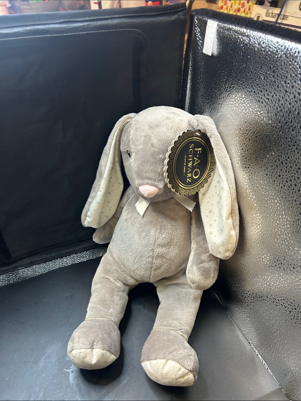 FAO Schwarz Gray & Cream Floppy-Eared Bunny Plush